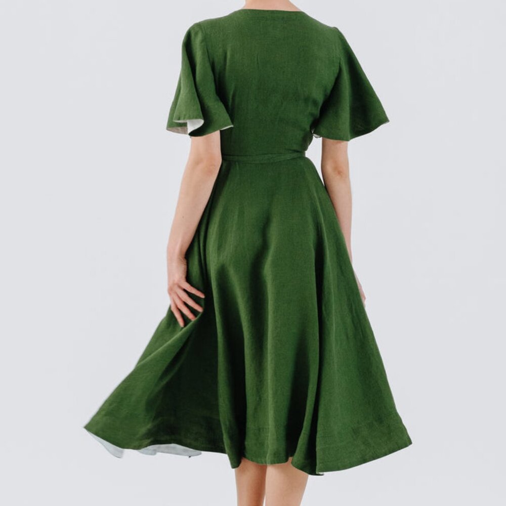 Son de Flor linen wrap dress - Picture 2 of 4